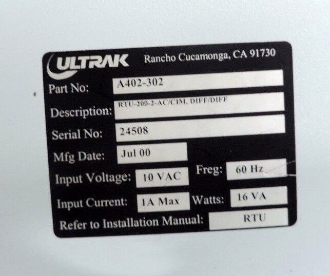 ULTRAK SAFENET SYSTEM A402-302 ENCLOSURE A402302