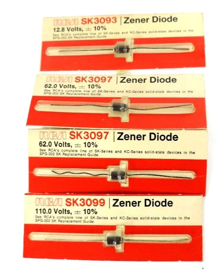 LOT OF 4 NEW RCA ZENER DIODES SK3099, SK3097, SK3093