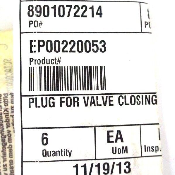 LOT OF 6 NEW GENERIC EP00220053 VALVE CLOSING PLUGS 1/2"