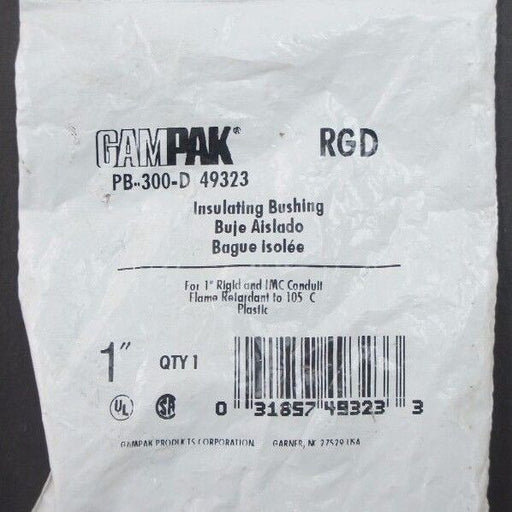 LOT OF 2 NEW GAMPAK RGD PB-300-D INSULATING BUSHINGS 1" 49323