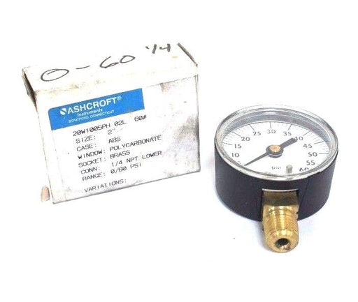 NIB ASHCROFT 20W1005PH 02L 60# PRESSURE GAUGE 0-60PSI, 1/4 NPT LOWER