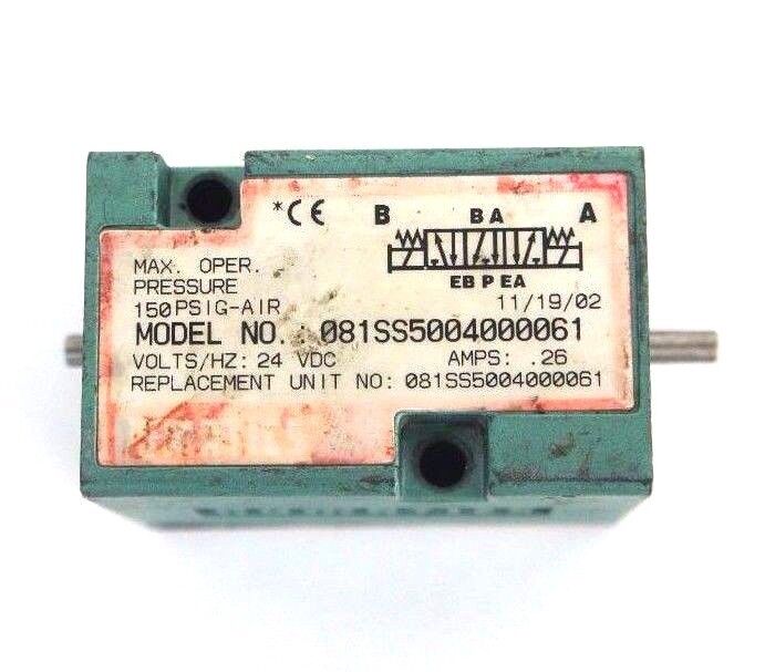 NUMATICS 081SS5004000061 SOLENOID VALVE 150PSIG-AIR, 24VDC (INCOMPLETE)
