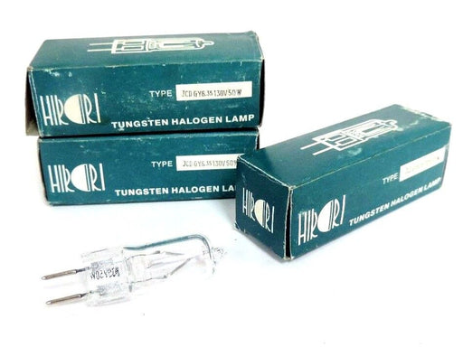 LOT OF 3 NIB HIRORI JCD GY6.35 130V 50W TUNGSTEN HALOGEN LAMPS