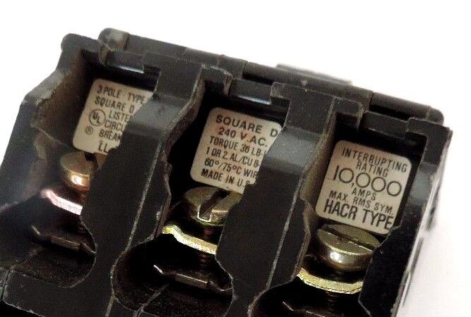 SQUARE D TYPE Q0 CIRCUIT BREAKER HACR TYPE HACR20, 3-POLE