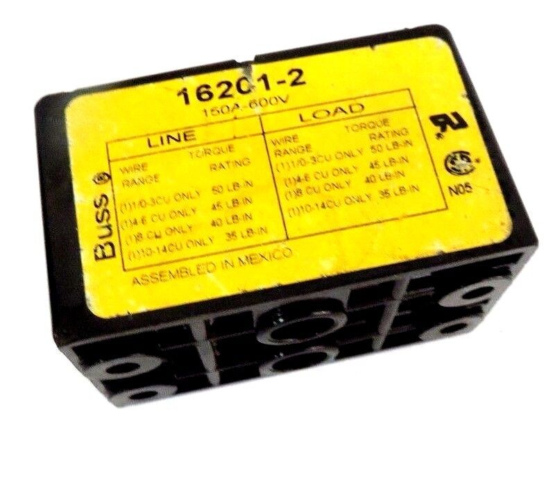 COOPER BUSSMANN 16201-2 DISTRIBUTION BLOCK 150AMP 2 POLE 600V, 162012