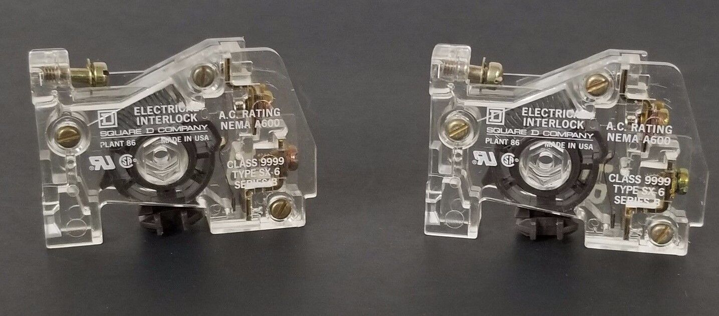 LOT OF 2 SQUARE D 9999-SX-6 CONTACT INTERLOCKS 9999SX6 SER. B
