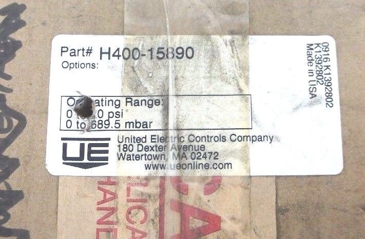 NIB UNITED ELECTRIC CONTROLS H400-15890 PRESSURE SWITCH 0-10PSI, H40015890