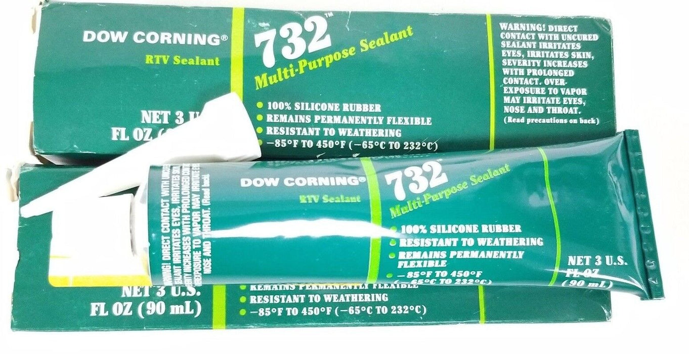 LOT OF 2 NIB DOW CORNING 732 MULTI-PURPOSE SEALANT TUBES
