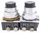 LOT OF 2 CUTLER HAMMER 10250T CONTACTS WITH BLACK PUSHBUTTONS