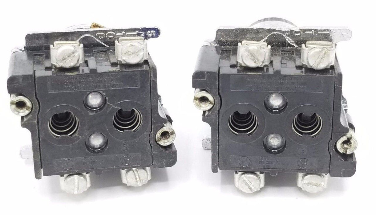 LOT OF 2 CUTLER HAMMER 10250T CONTACTS WITH BLACK PUSHBUTTONS