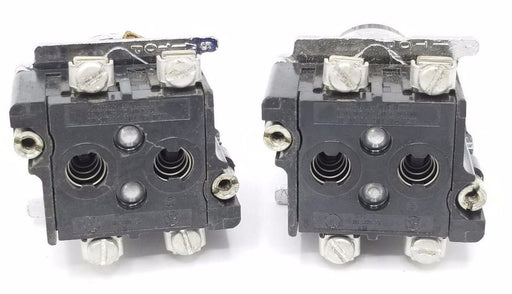 LOT OF 2 CUTLER HAMMER 10250T CONTACTS WITH BLACK PUSHBUTTONS