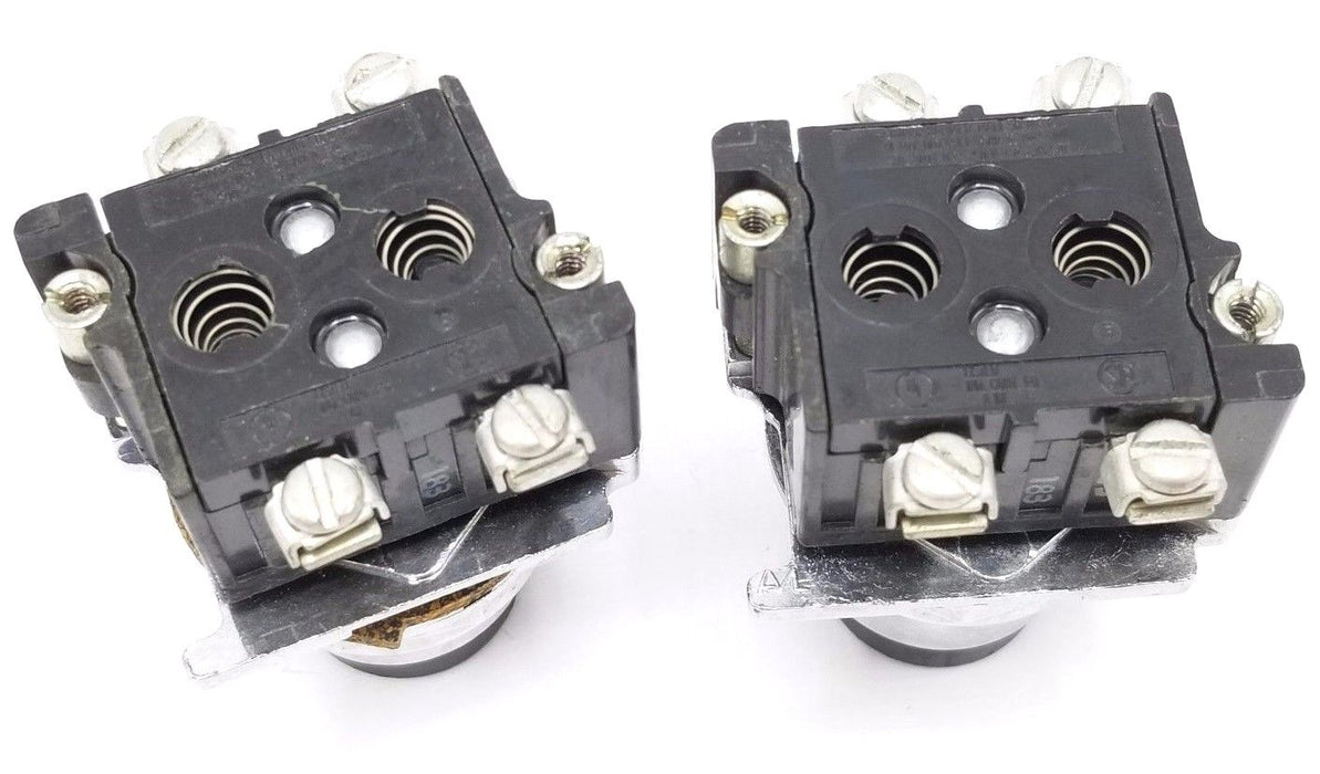 LOT OF 2 CUTLER HAMMER 10250T CONTACTS WITH BLACK PUSHBUTTONS