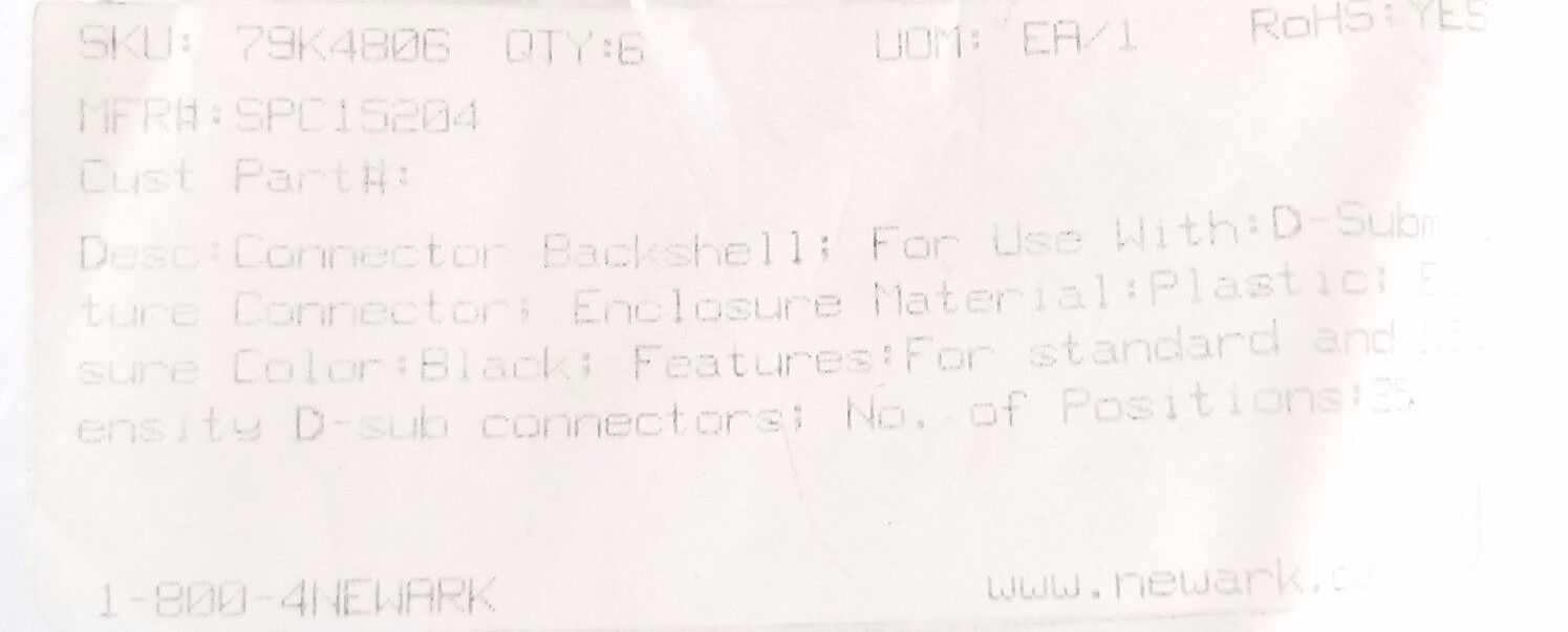 NEW SPC SPC15204 D-SUB PLASTIC COVER, 25 PIN, 2 PIECE, 45 DEGREE