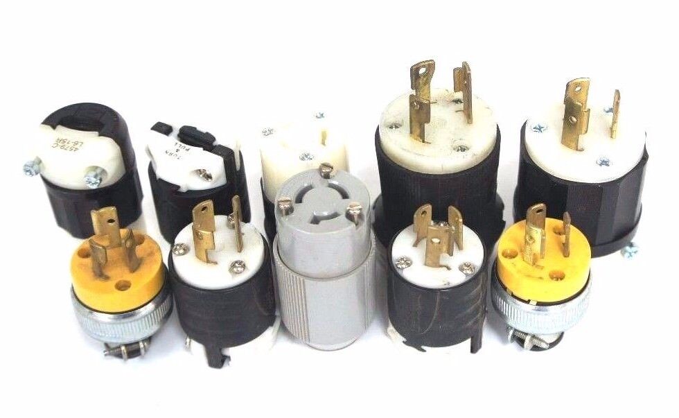 LOT OF 10 HUBBELL EAGLE LEVITON MISCELLANEOUS TWIST LOCK PLUGS AND RECEPTACLES