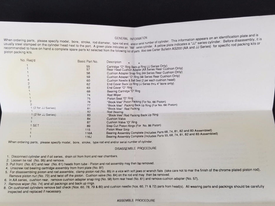 LOT OF 4 NEW CARTER SQUARELINE K81J-KIT-100 "AA" SERIES ROD KITS K81JKIT100