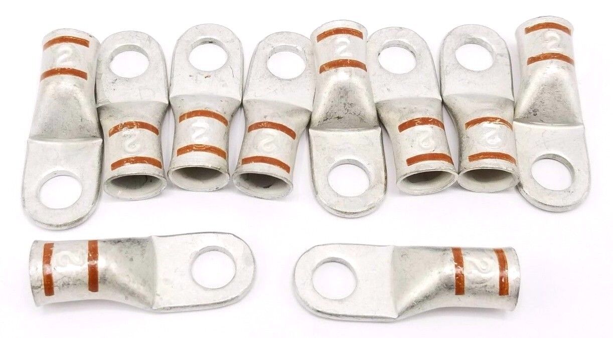 BOX OF 10 NEW ROTANIUM DUAL-LOK 31550 TERMINAL LUGS 5/16 STUD, AWG 2