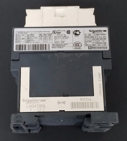 SCHNEIDER ELECTRIC LC1D12BD CONTACTOR 24VDC, LAD4TBDL