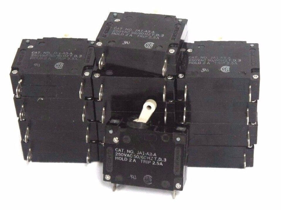LOT OF 14 HEINEMANN JA1-A3-A CIRCUIT BREAKER HOLD 2A, TRIP 2.5A, JA1A3A