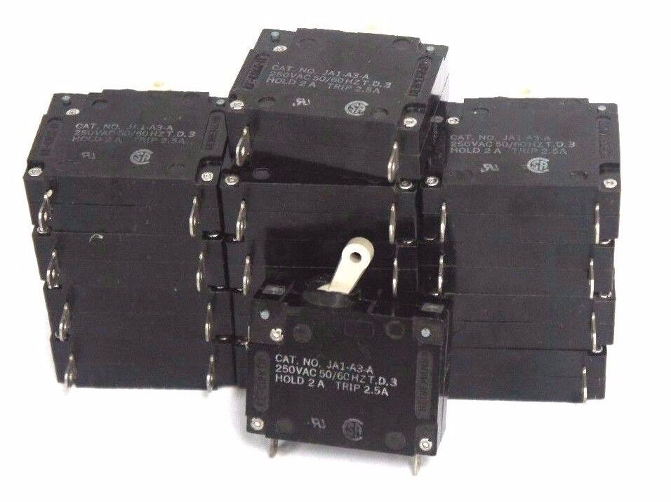 LOT OF 14 HEINEMANN JA1-A3-A CIRCUIT BREAKER HOLD 2A, TRIP 2.5A, JA1A3A