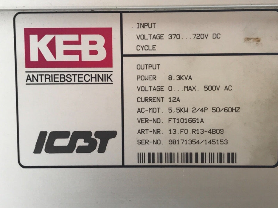 KEB COMBIVERT 13.F0.R13-4B09 FREQUENCY CONVERTER DRIVE