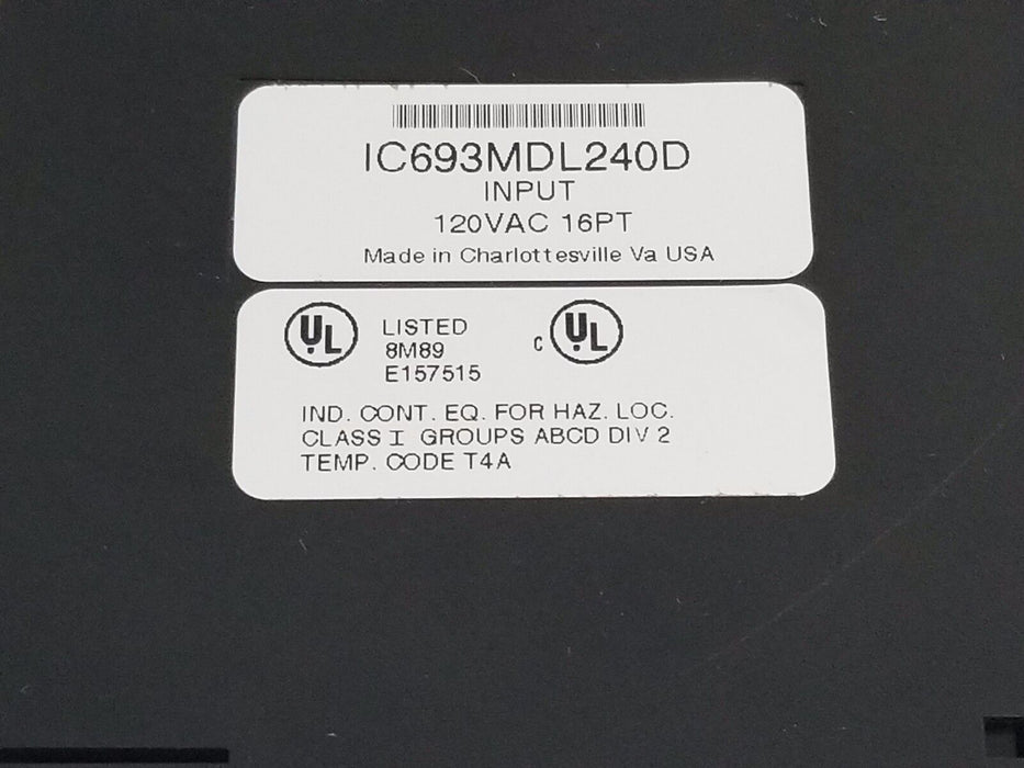GE FANUC IC693MDL240D INPUT MODULE 120VAC 16PT