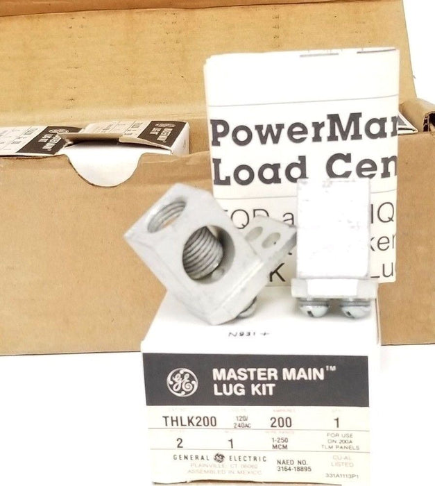 LOT OF 5 NIB GE THLK200 MASTER MAIN LUG KITS 120/240VAC, 200A, 2P, 1-250MCM