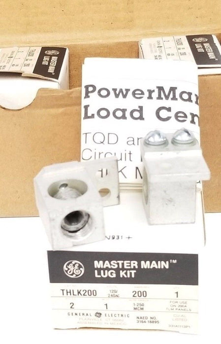 LOT OF 5 NIB GE THLK200 MASTER MAIN LUG KITS 120/240VAC, 200A, 2P, 1-250MCM