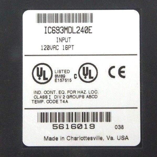 GE FANUC IC693MDL240E INPUT MODULE 120VAC INPUT 16PT MISSING DOOR