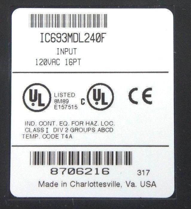 LOT OF 2 GE FANUC IC693MDL240F INPUT MODULES 120VAC, 16PT, MISSING DOORS