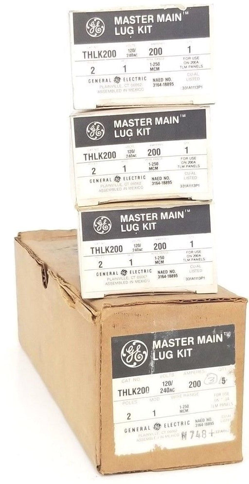LOT OF 3 NIB GE THLK200 MASTER MAIN LUG KIT 120/240VAC, 200A, 1-250MCM, 2POLE