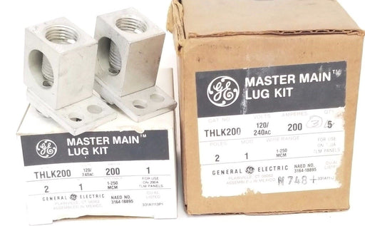 LOT OF 3 NIB GE THLK200 MASTER MAIN LUG KIT 120/240VAC, 200A, 1-250MCM, 2POLE