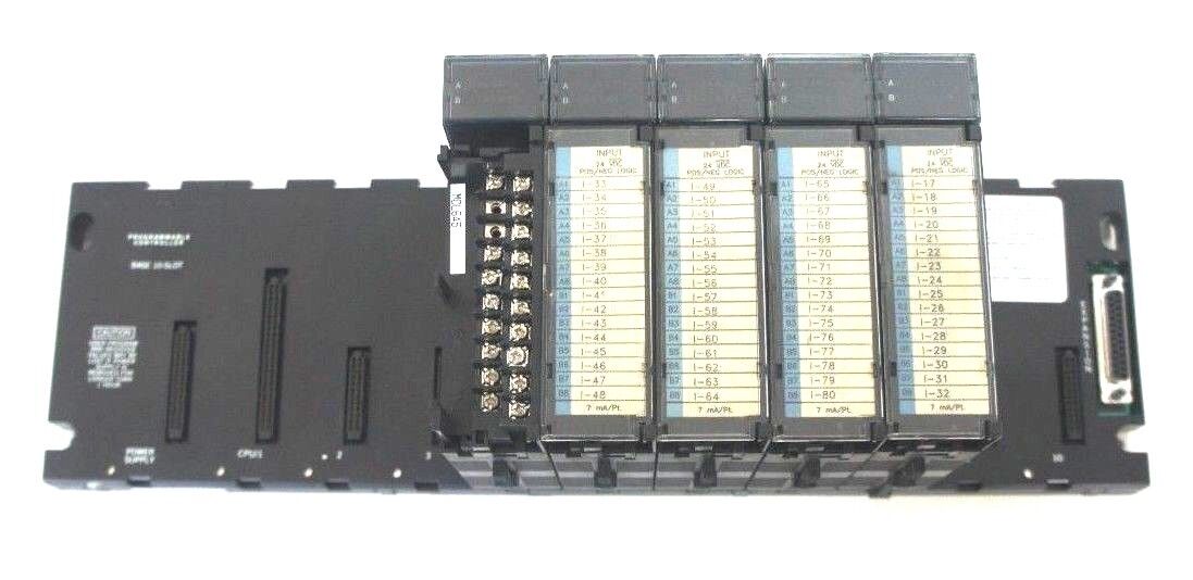 GE FANUC IC693CHS391H 10 SLOT RACK W/ (4) IC693MDL645D & (1) IC693MDL740E