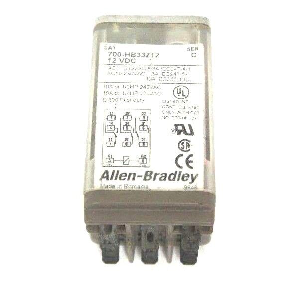 ALLEN BRADLEY 700-HB33Z12 RELAY SER. C, 12VDC, 700HB33Z12