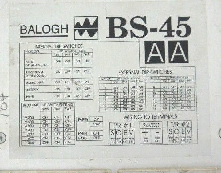 LOT OF 2 BALOGH BS-45-AA SERIAL CONTROL MODULES BS45AA