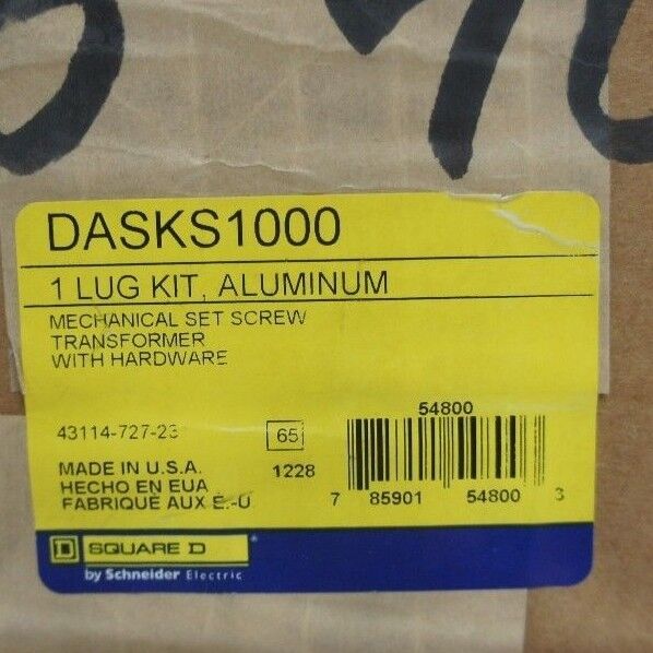 NIB SQUARE D DASKS1000 ALUMINUM LUG KIT