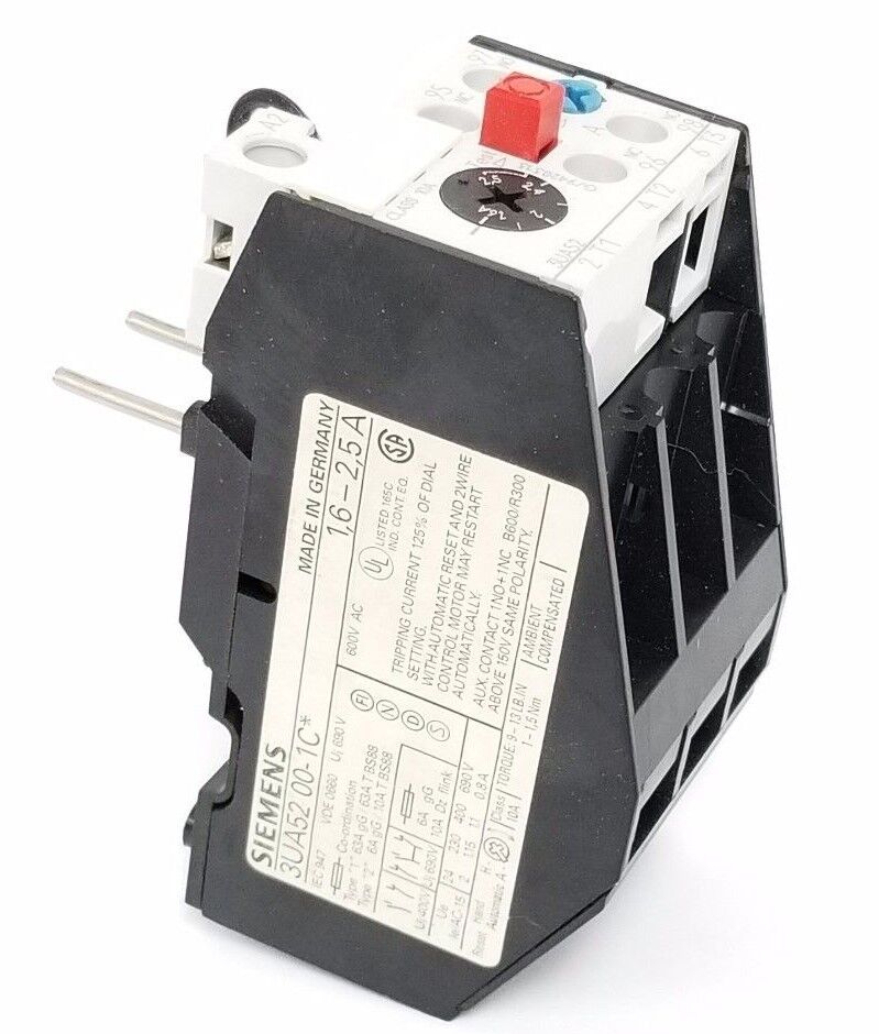 SIEMENS 3UA52-00-1C OVERLOAD RELAY 3UA52001C, 1.6-2.5A, 3UA52-00-1C*