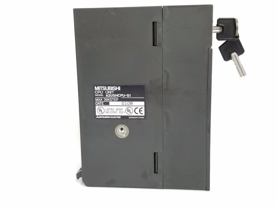 MITSUBISHI MELSEC A2USHCPU-S1 CPU UNIT A2USHCPUS1, MAX 30KSTEP W/ KEYS