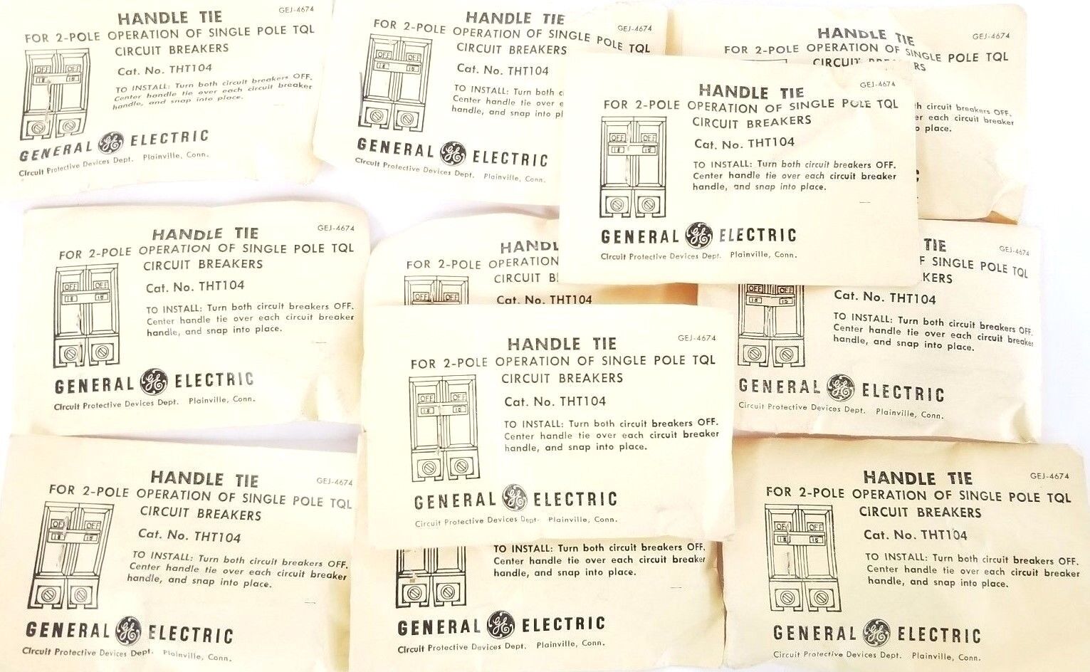 LOT OF 11 NEW GENERAL ELECTRIC THT104 SNAP-ON HANDLE TIES