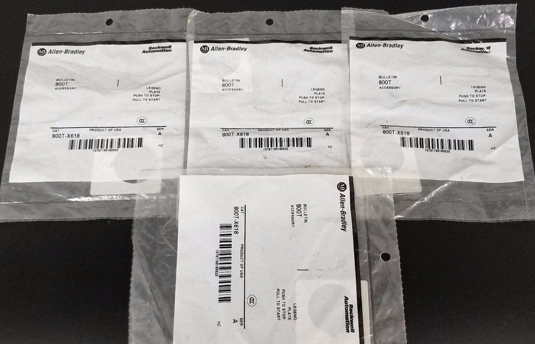 LOT OF 4 NEW ALLEN BRADLEY 800T-X618 LEGEND PLATES 800TX618, SER. A
