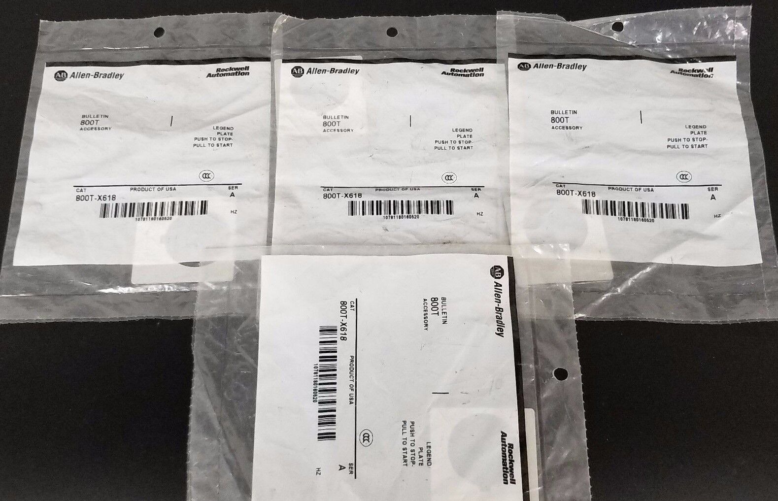 LOT OF 4 NEW ALLEN BRADLEY 800T-X618 LEGEND PLATES 800TX618, SER. A