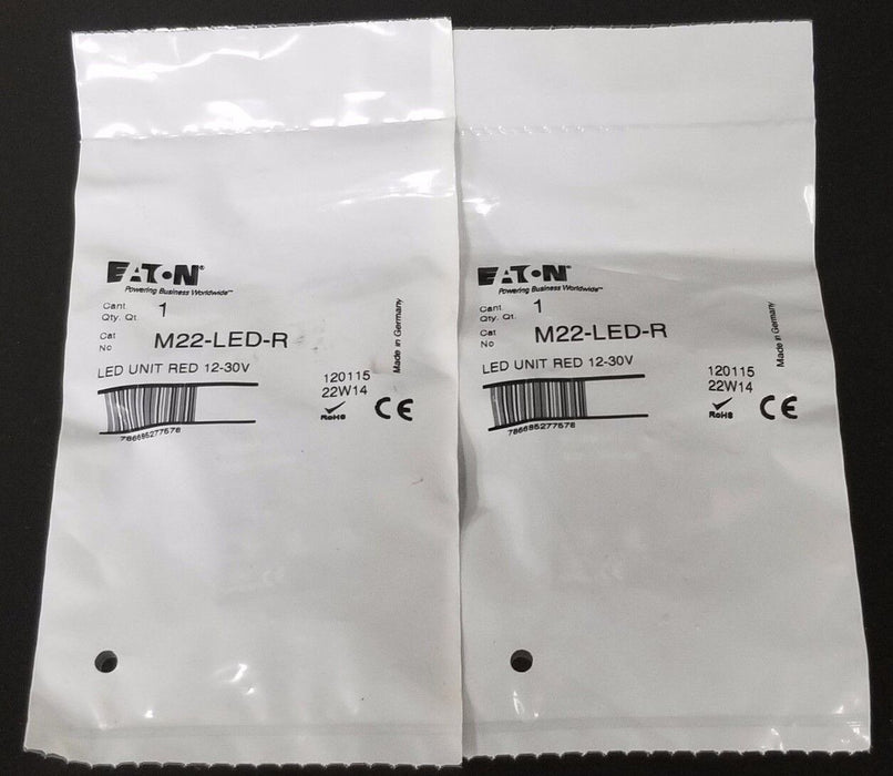 LOT OF 2 NEW EATON CUTLER-HAMMER M22-LED-R LED UNIT RED 12-30V, M22LEDR