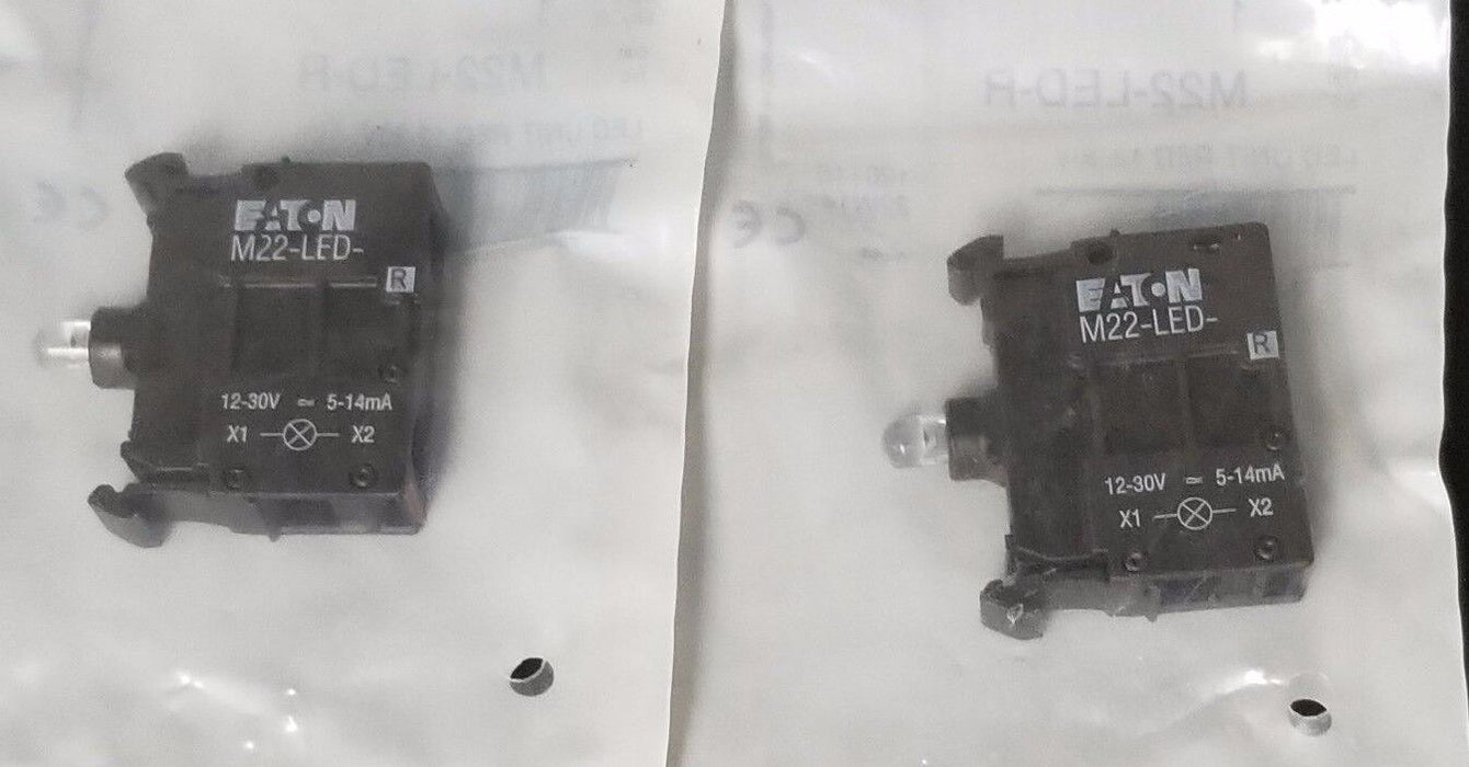 LOT OF 2 NEW EATON CUTLER-HAMMER M22-LED-R LED UNIT RED 12-30V, M22LEDR