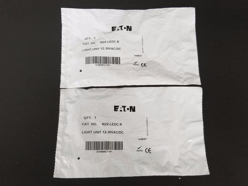 LOT OF 2 NEW EATON CUTLER-HAMMER M22-LEDC-R LIGHT UNITS 12-30VAC/DC, M22LEDCR
