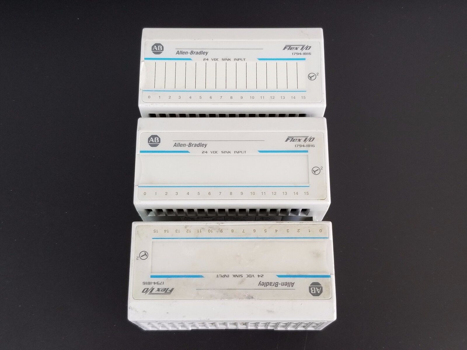 LOT OF 3 ALLEN BRADLEY 1794-IB16 FLEX I/O MODULES SER. A REV. A01, 1794IB16