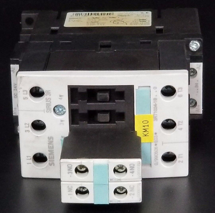 SIEMENS 3RT1034-1BB40 CONTACTOR DC 24V W/ 3RH1921-1CA01, 3RT1936-1ER00