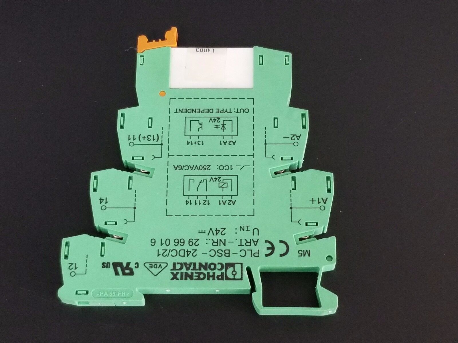 PHOENIX CONTACT PLC-BSC-24DC/21 MODULE ORD. NO. 2966016 W/ 2961105 RELAY