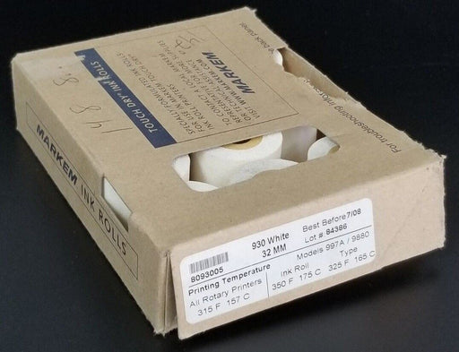 BOX OF 11 NEW MARKEM 930 WHITE 32MM INK ROLLS MODELS: 997A/9880