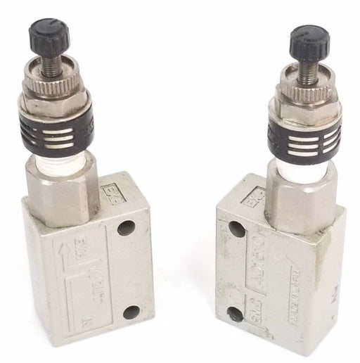 LOT OF 2 SMC AQ1510 EXHAUST VALVES 1/8'' W/ ASN2 SILENCERS