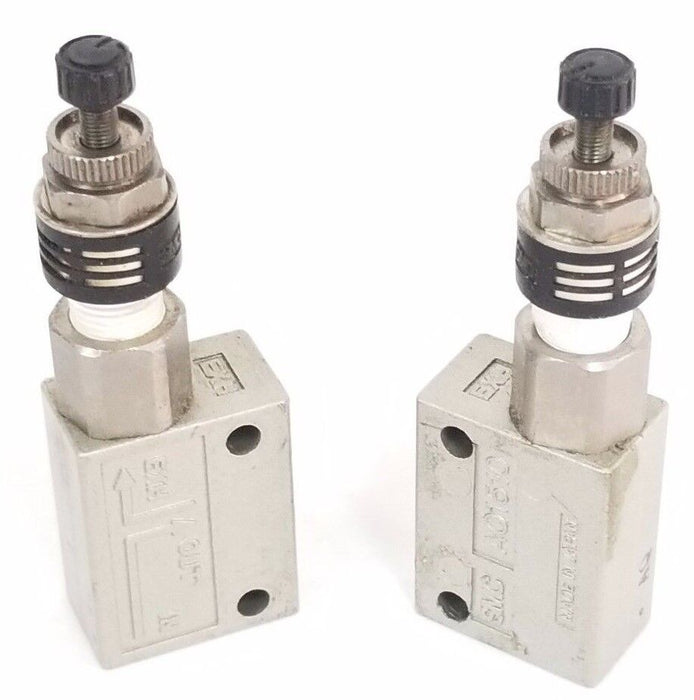LOT OF 2 SMC AQ1510 EXHAUST VALVES 1/8'' W/ ASN2 SILENCERS
