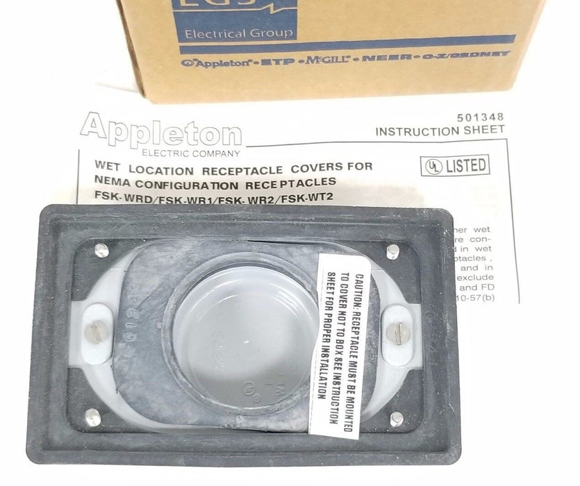 NIB APPLETON FSK-WR2 ALUMINUM WET-LOCK WEATHERPROOF RECEPTACLE COVER, FSKWR2